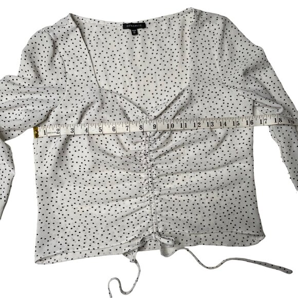 Dynamite Women's Black and White Polka Dot Long Sleeve, size Extra Small - Picture 5 of 9